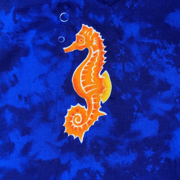 Vintage 90s In Gear Blue Ocean Fish Print Dress Tassel Hem Resort Boho Small - Picture 11 of 12